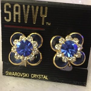 Savvy by Swarovski crystal gold-tone clip earrings